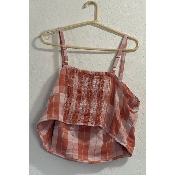 Torrid Women's Plus 2 2x Orange Seersucker Sleeveles Bralette Gingham Print tank - Picture 5 of 5